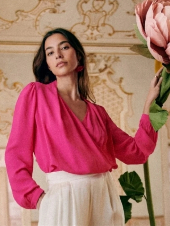 Sezane Tops - Sezane Abelia Wrap Blouse In Pink